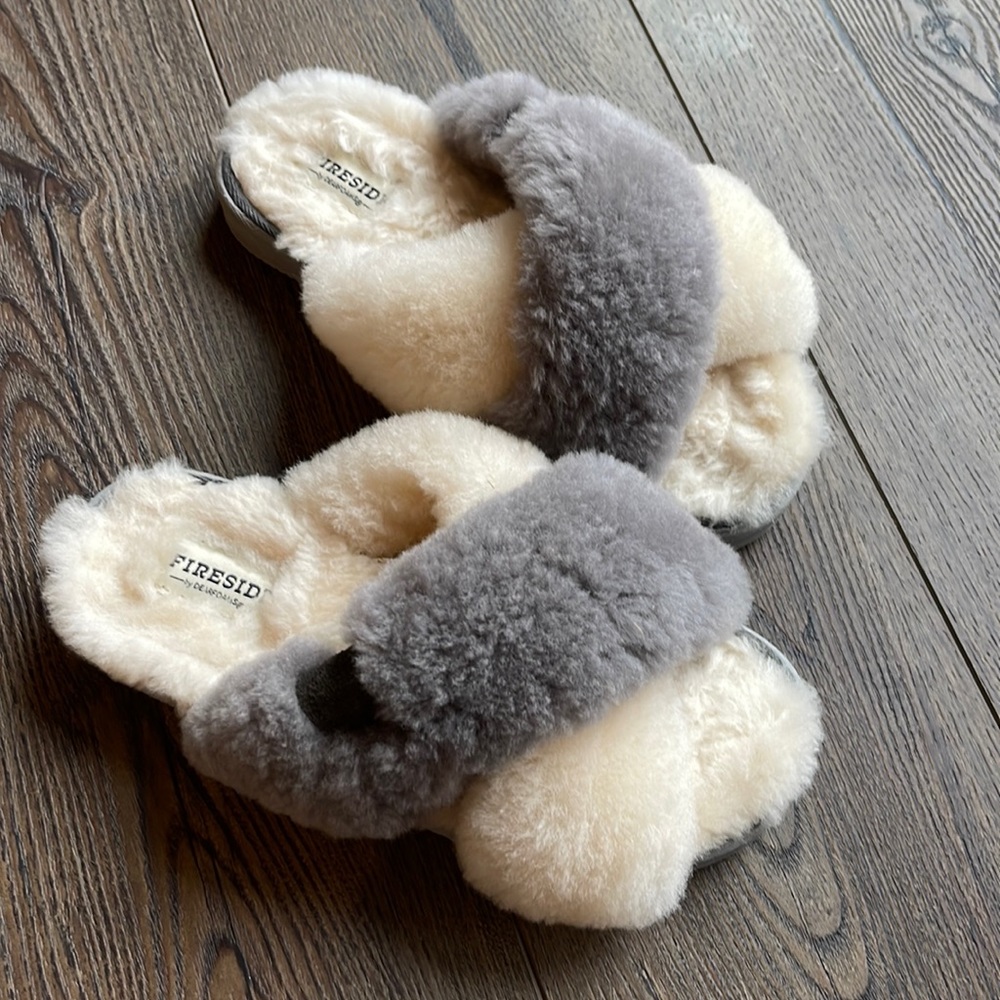 Fireside sheepskin fur slippers